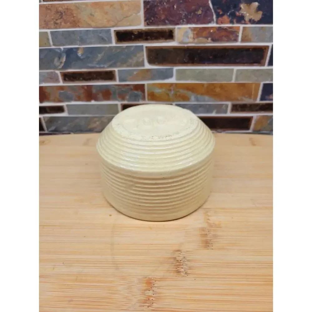 Vintage Zanesville Stoneware Ribbed Pottery Bowl Planter Cream Homespun MCM